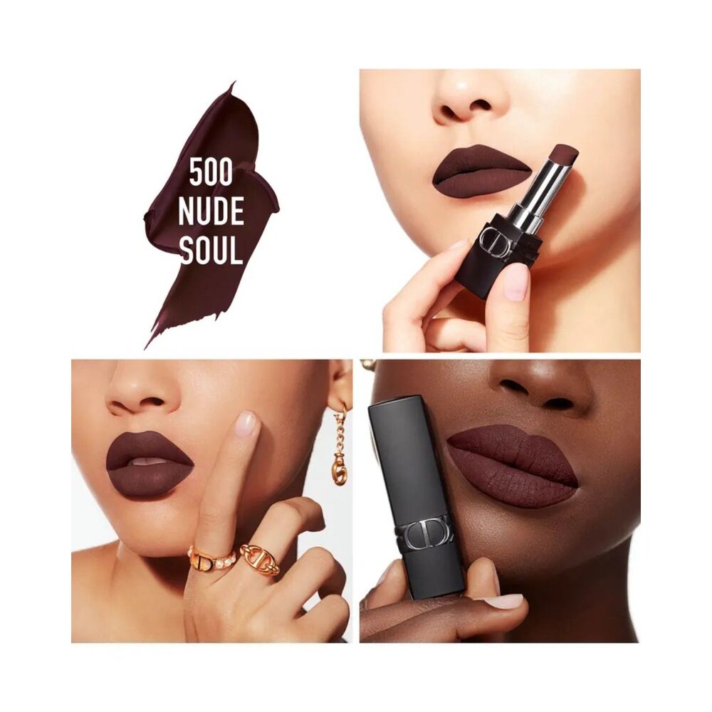 NIB DIOR Rouge Dior Forever Lipstick 500 Nude Soul - Picture 3 of 7